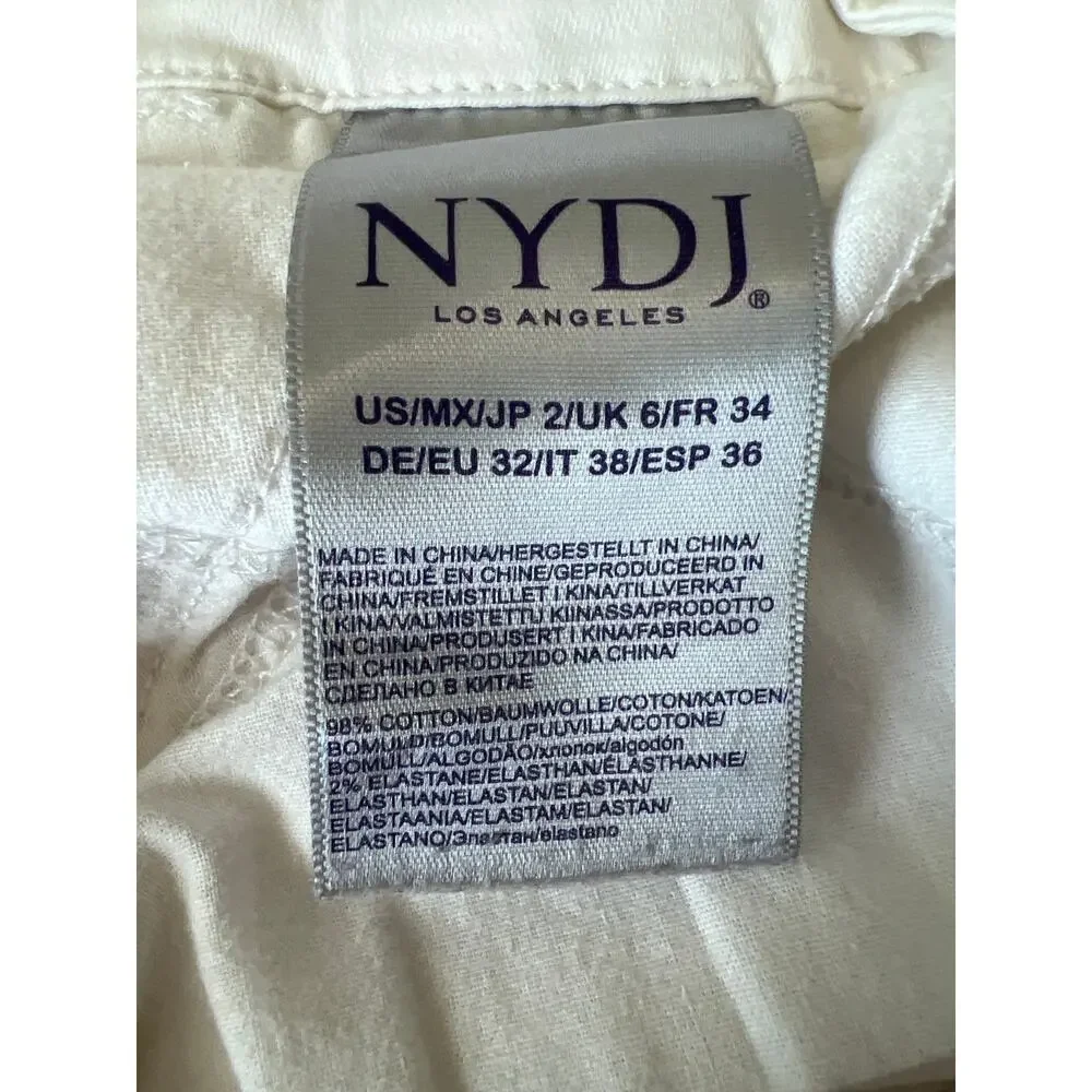 NYDJ Size 2 White Stretch Twill Slim Ankle Pants Chinos